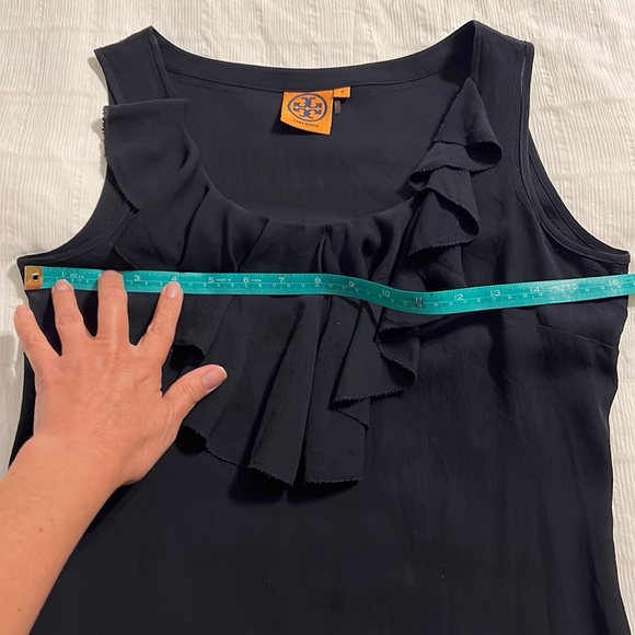 Tory Burch Navy Blue Tank Blue Layered Ruffles down front Classic Simple Beauty - Picture 10 of 13
